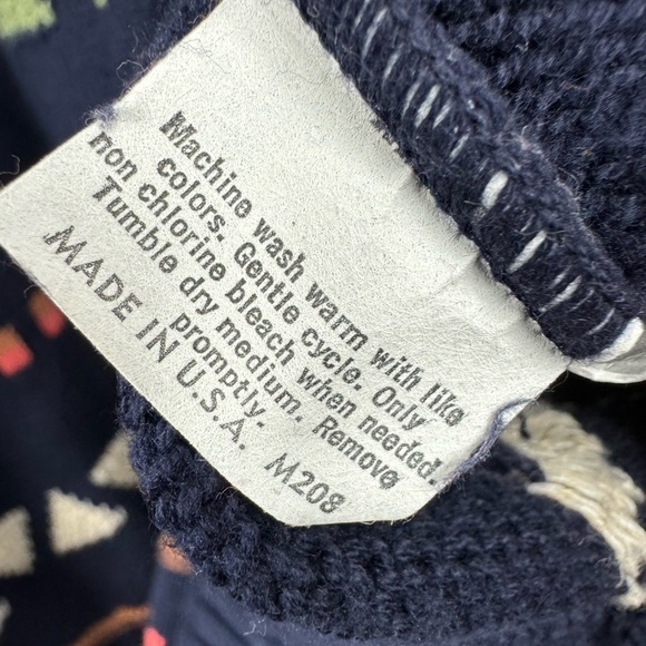 Vintage Jantzen Size XL Sweater Pullover Grandpa Geometric 80s 90s Blue - Picture 5 of 5